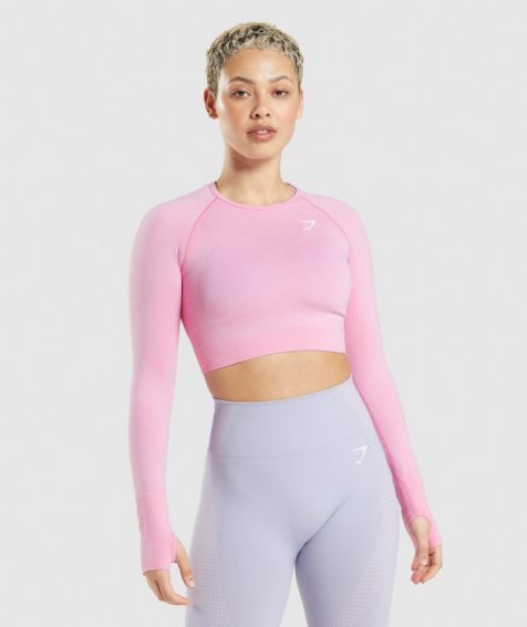 Women's Gymshark Vital Seamless 2.0 Cropped Tops Pink | CA 08A5N6